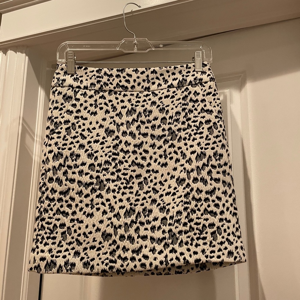 Loft Black and White Leopard Print Skirt